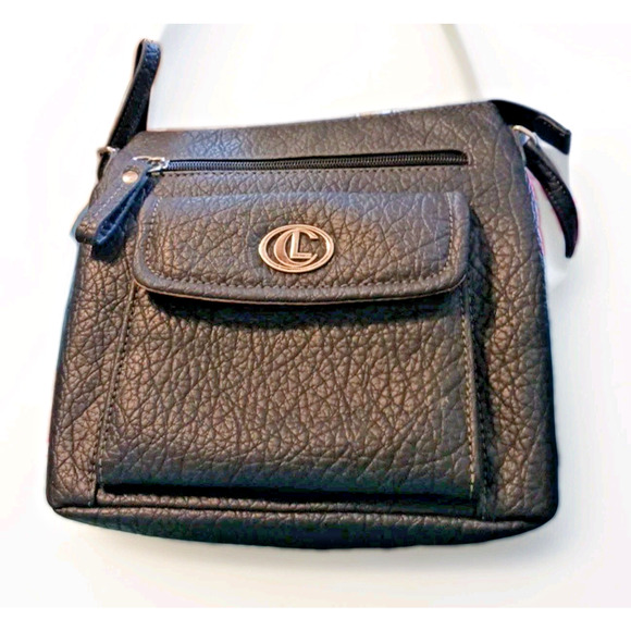 Aurielle Carryland Black Faux Leather 4 Pocket Crossbody Purse - Picture 9 of 9